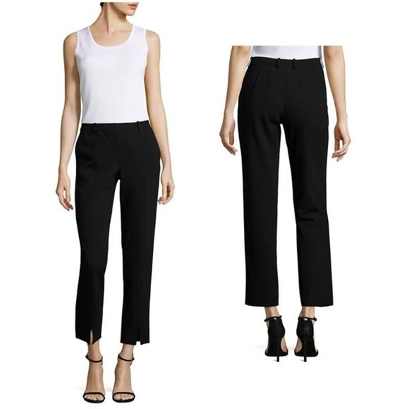 St. John Jennifer Ankle Slit Black Straight Pants Size 4 NWOT Career Designer